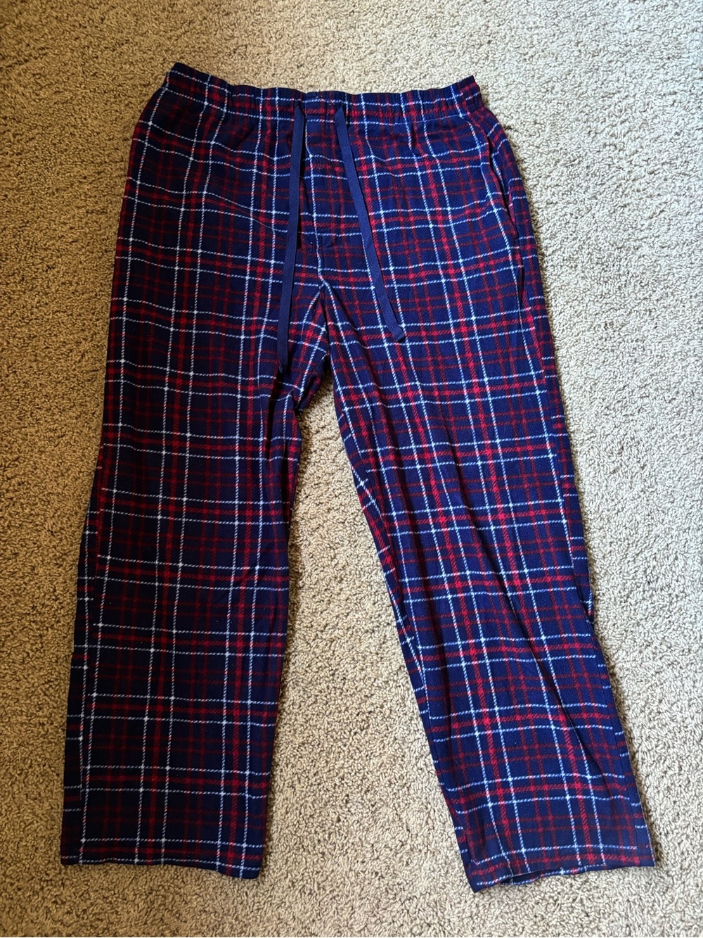 Fruit of the Loom Navy and Red Plaid Men's Jogger Pants